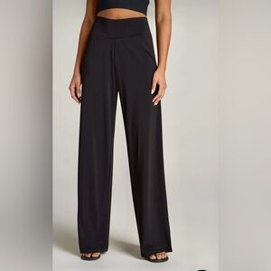 American Tall PULL ON BREEZY WIDE LEG PANTS BLACK FOR TALL WOMEN - XL Extra Tall